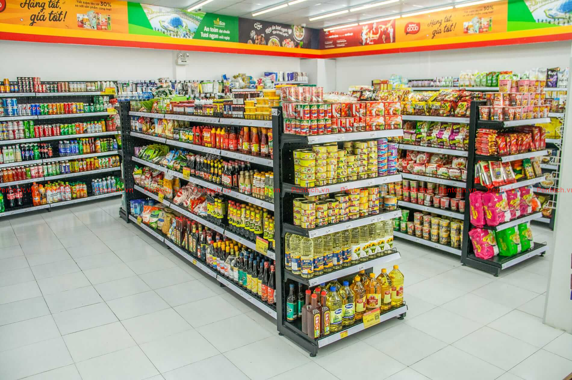 Giá kệ siêu thị Đà Nẵng - Lắp đặt giá kệ bán hàng Đà Nẵng - Pentech.vn