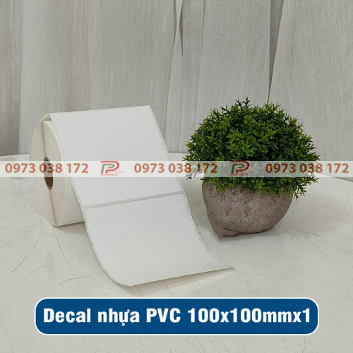 Decal nhua PVC 100x100mm 1 tem
