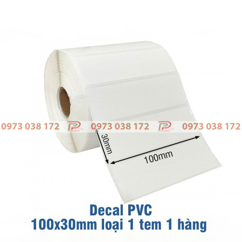 Decal nhua PVC 100x30mm loai 1 tem