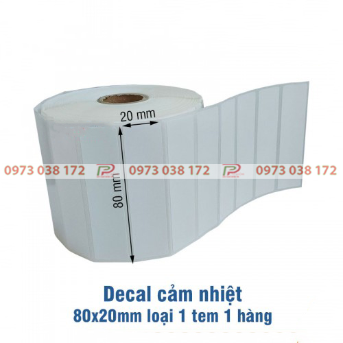 Giay in decal cam nhiet 80x20mm x 50m